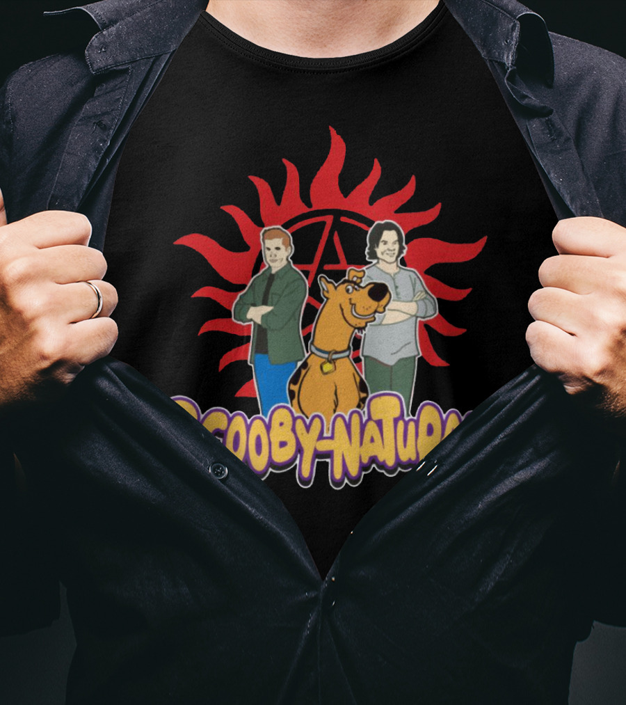 Scooby-Natural Supernatural Crossover Featuring Iconic Red Sun And Mystery Characters T-Shirt