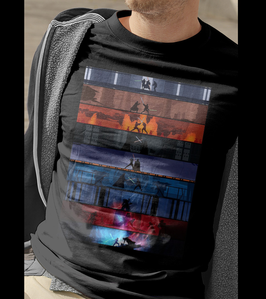 Star Wars Iconic Lightsaber Duels Across Saga T-Shirt