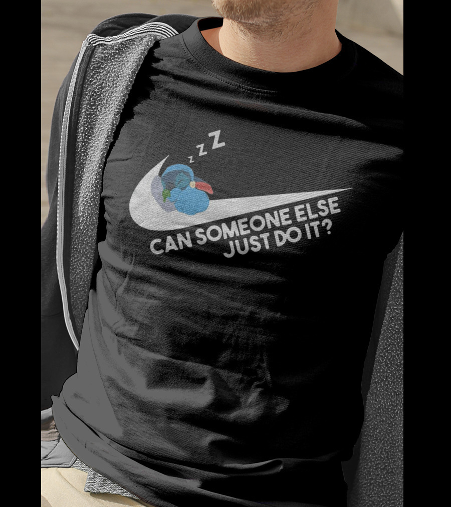 Stitch Sleeping On Swoosh Can Someone Else Just Do It T-Shirt