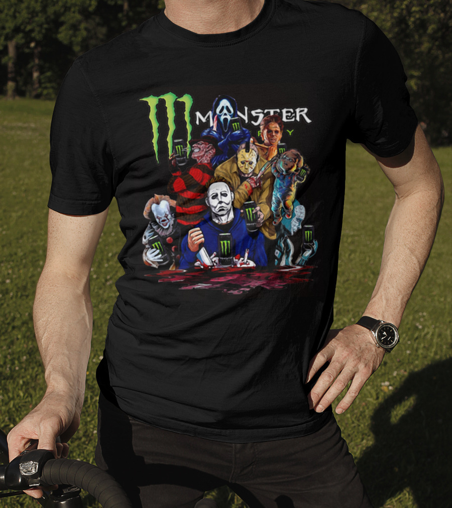 Monster Energy Horror Team Icons Holding Cans T-Shirt