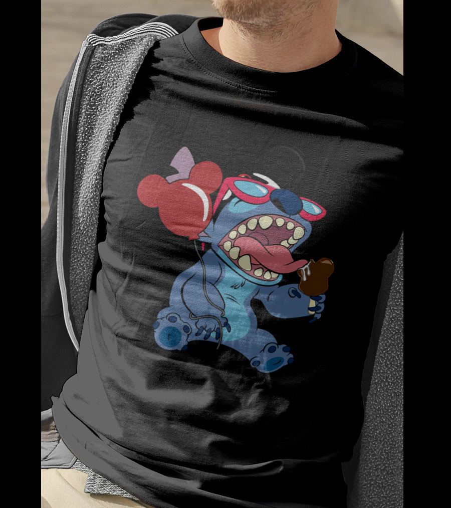 Stitch Vacay Mode With Ice Cream And Mickey Balloon T-Shirt
