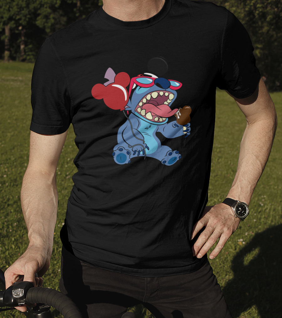 Stitch Vacay Mode With Ice Cream And Mickey Balloon T-Shirt