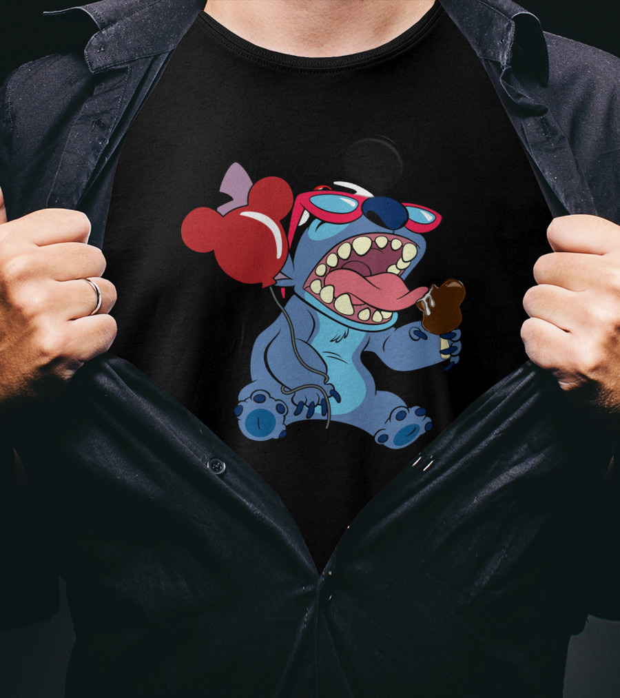 Stitch Vacay Mode With Ice Cream And Mickey Balloon T-Shirt