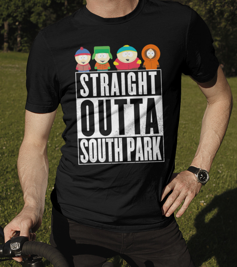 Straight Outta South Park With Iconic Characters Cartman Kyle Stan And Kenny T-Shirt