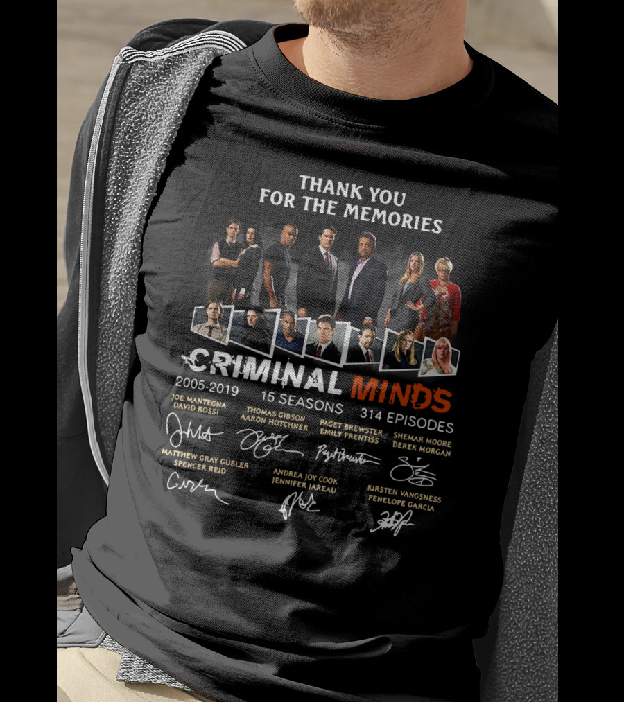 Thank You For The Memories Criminal Minds 15 Seasons 314 Episodes Cast Signatures T-Shirt