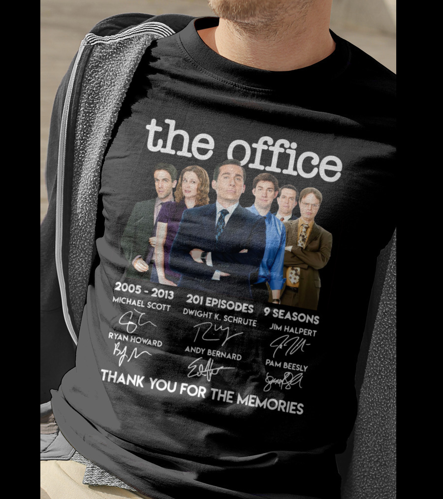 The Office 2005-2013 Thank You For The Memories 201 Episodes 9 Seasons Michael Scott Dwight K. Schrute Jim Halpert Pam Beesly Ryan Howard Andy Bernard T-Shirt
