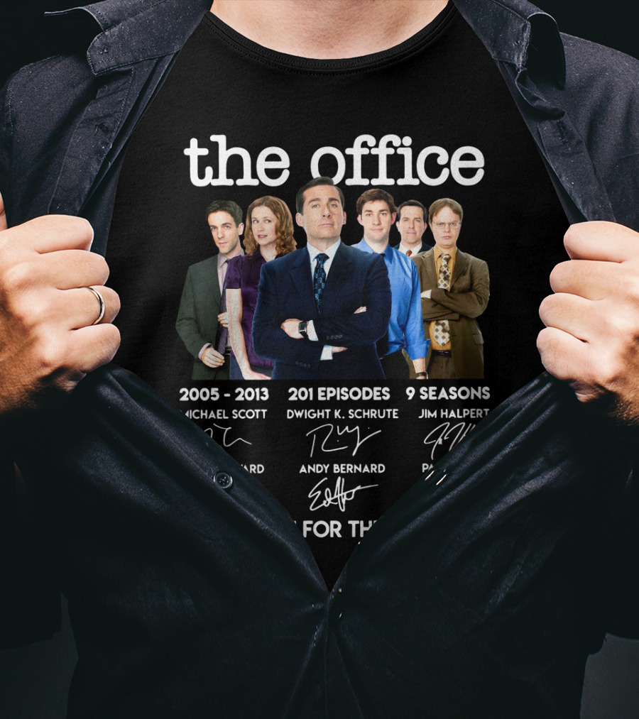 The Office 2005-2013 Thank You For The Memories 201 Episodes 9 Seasons Michael Scott Dwight K. Schrute Jim Halpert Pam Beesly Ryan Howard Andy Bernard T-Shirt