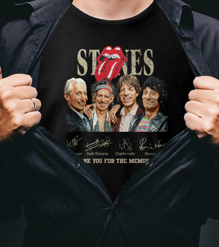 Stones Thank You For The Memories Mick Jagger Keith Richards Charlie Watts Ronnie Wood T-Shirt