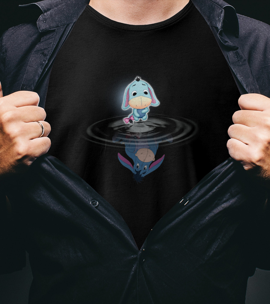 Winnie The Pooh Eeyore Reflected In Water With Glow Effect T-Shirt
