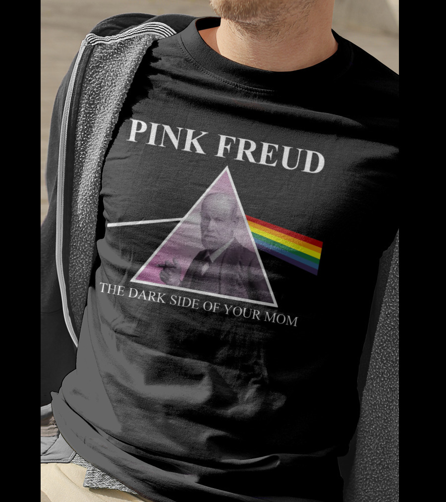 Pink Freud The Dark Side Of Your Mom Sigmund Freud Rainbow Prism Triangle T-Shirt