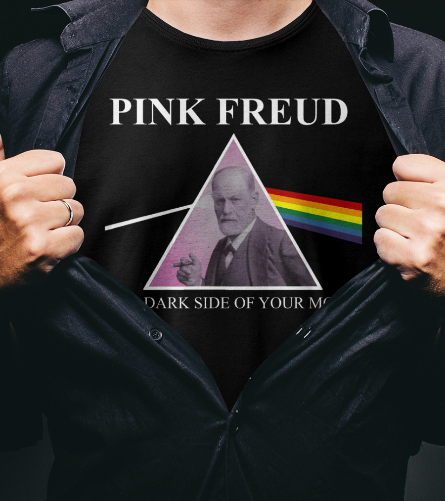 Pink Freud The Dark Side Of Your Mom Sigmund Freud Rainbow Prism Triangle T-Shirt