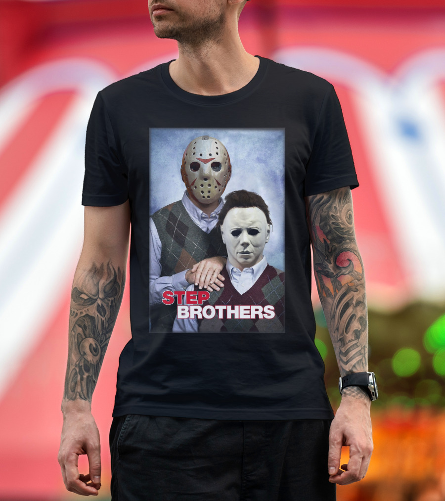 Step Brothers Jason Voorhees Michael Myers Comedy Horror Crossover T-Shirt