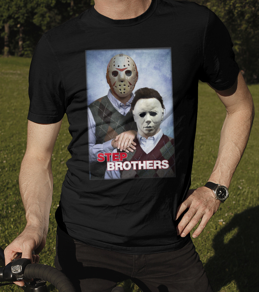 Step Brothers Jason Voorhees Michael Myers Comedy Horror Crossover T-Shirt