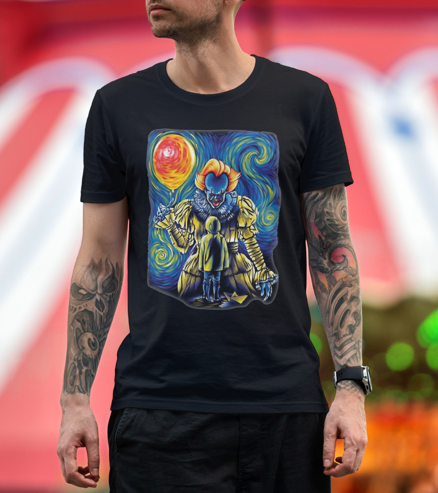 Starry Night Pennywise And Georgie Balloon Encounter T-Shirt