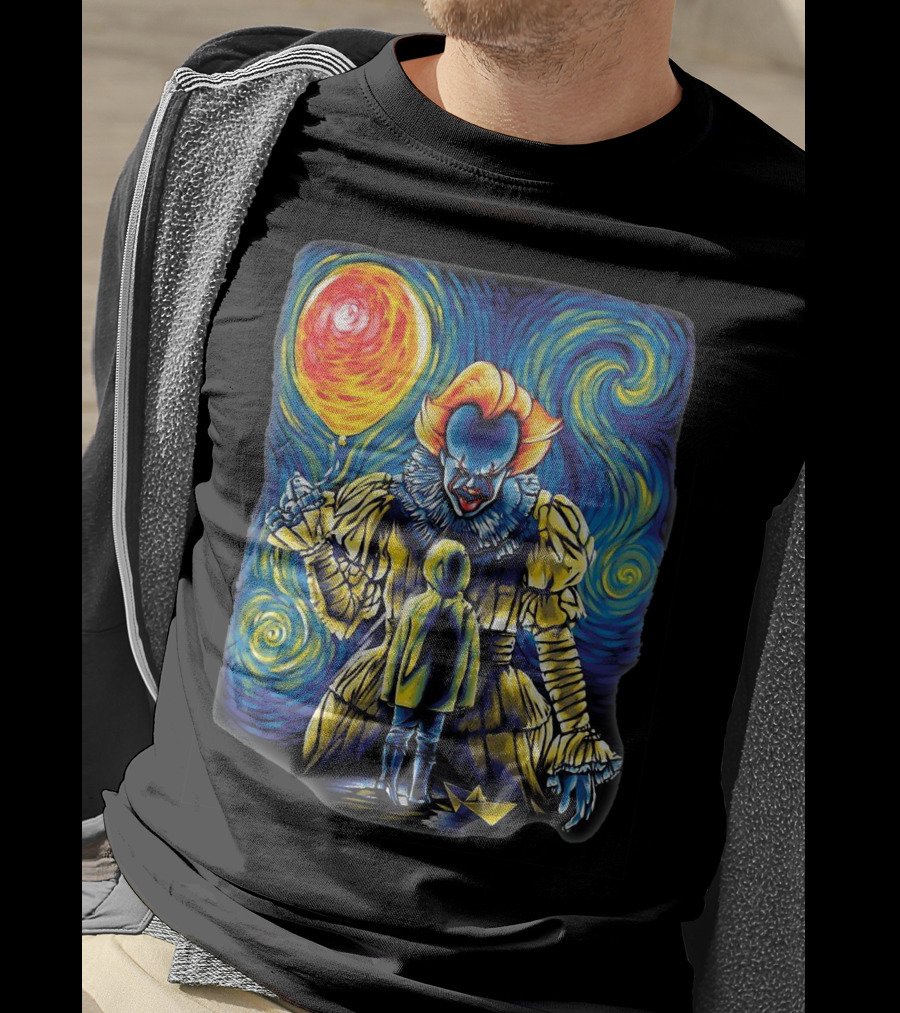 Starry Night Pennywise And Georgie Balloon Encounter T-Shirt
