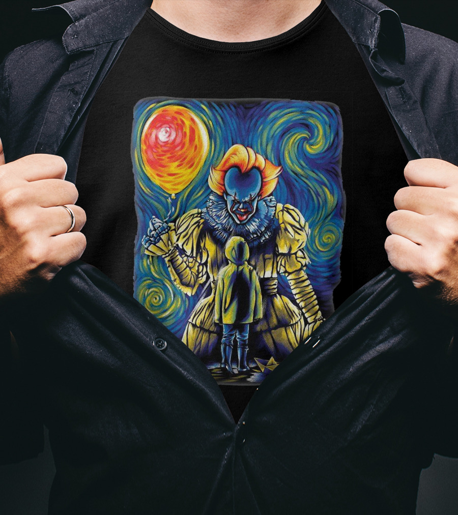 Starry Night Pennywise And Georgie Balloon Encounter T-Shirt