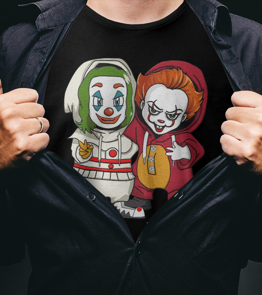 Joker And Pennywise Friendship Duo In Cartoon T-Shirt