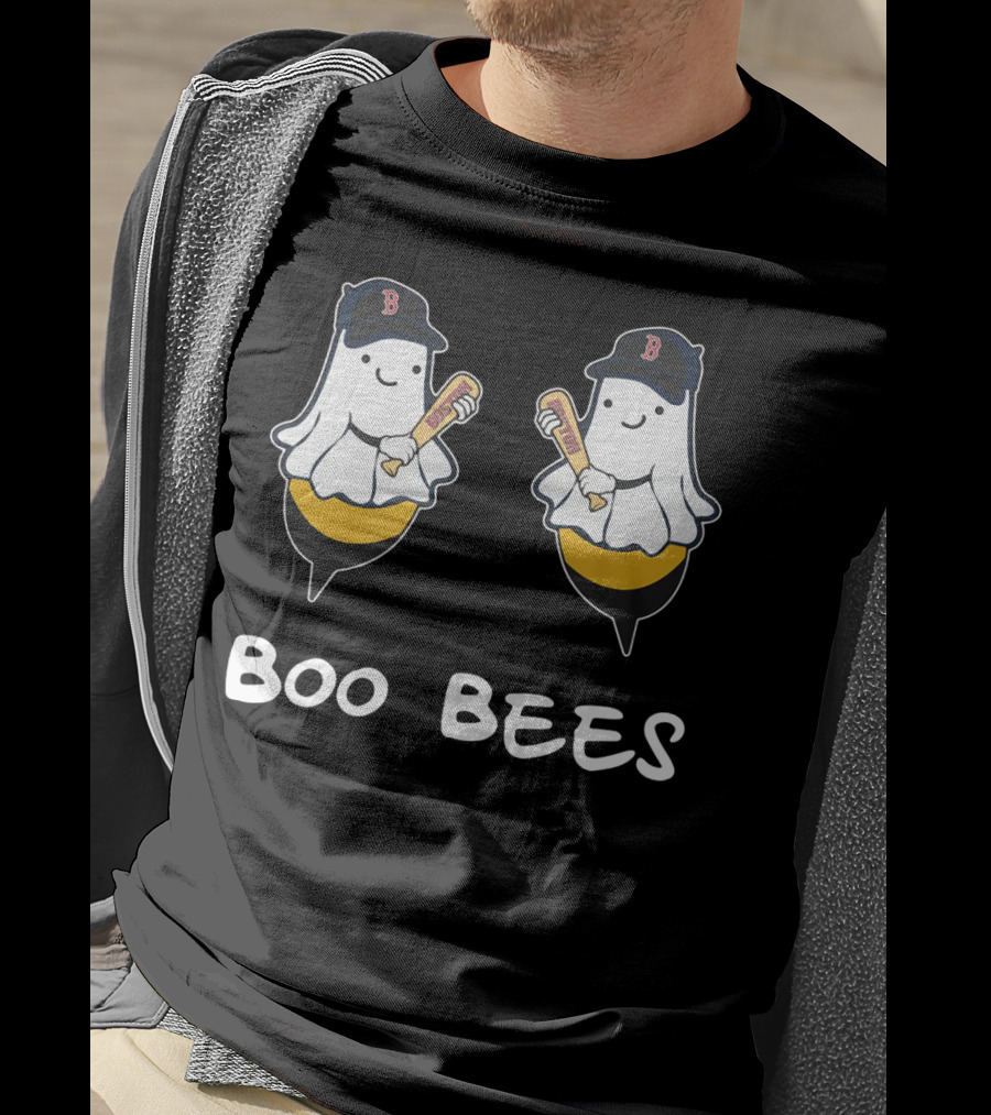Boo Bees Boston Red Sox Ghosts With Baseball Caps And Bats T-Shirt