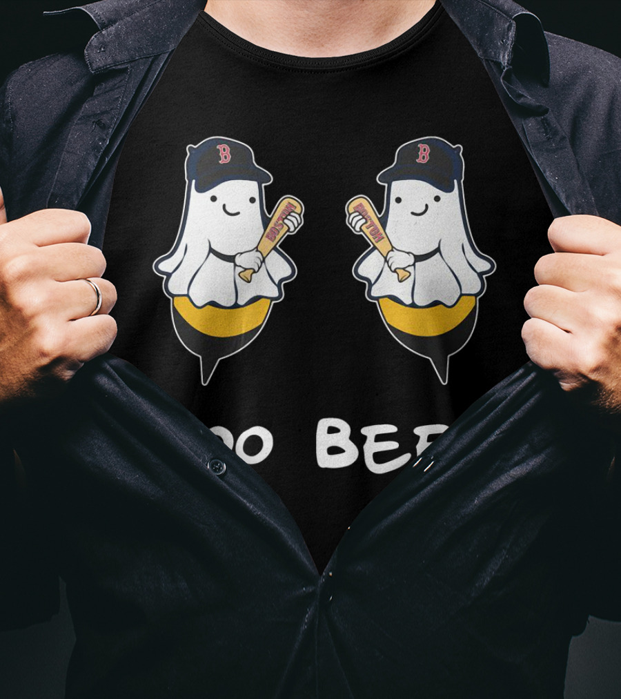 Boo Bees Boston Red Sox Ghosts With Baseball Caps And Bats T-Shirt