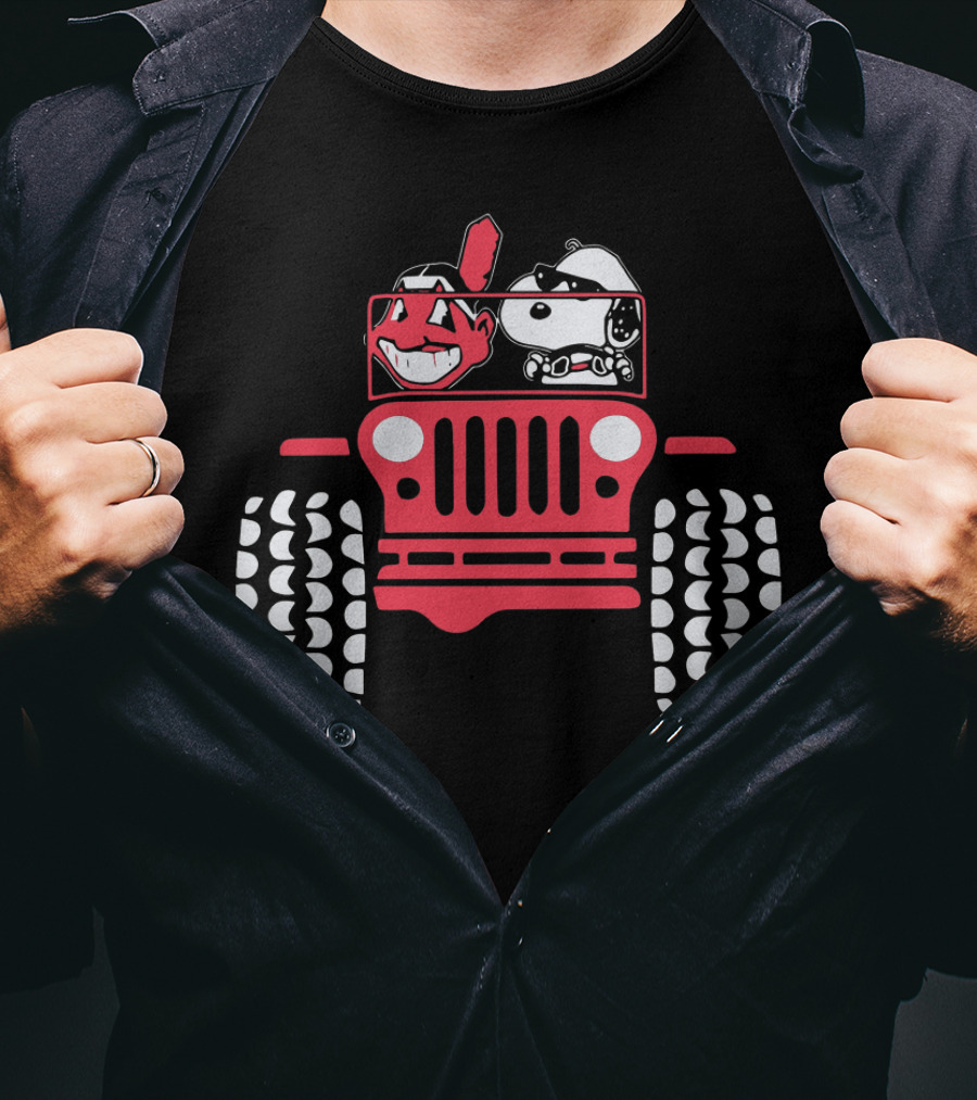 Snoopy Cleveland Indians Jeep Adventure T-Shirt