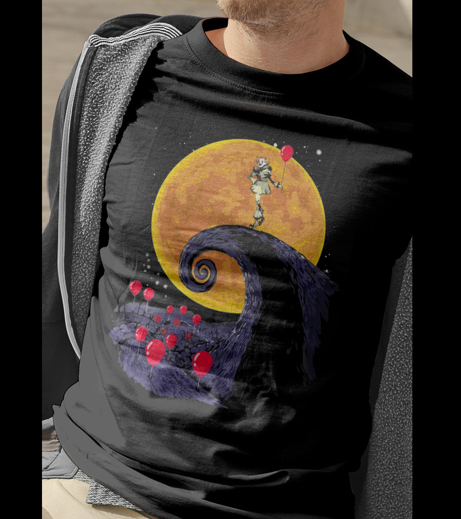 Pennywise The Nightmare Before Halloween Balloon Moon Scene T-Shirt