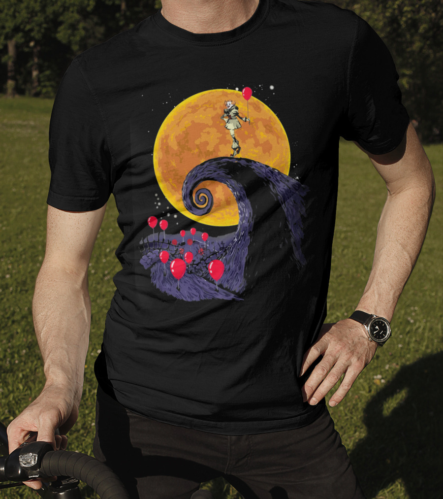 Pennywise The Nightmare Before Halloween Balloon Moon Scene T-Shirt