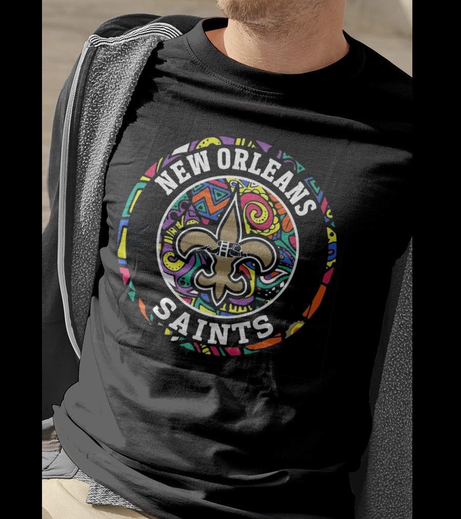 New Orleans Saints Colorful Fleur-De-Lis Stained Glass T-Shirt