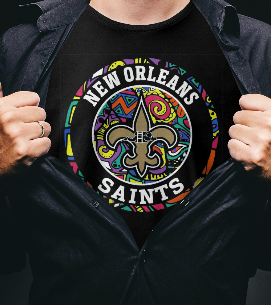 New Orleans Saints Colorful Fleur-De-Lis Stained Glass T-Shirt