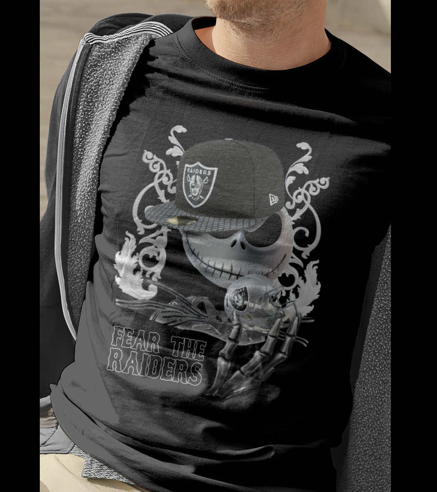Jack Skellington Raiders Hat And Helmet With Fear The Raiders T-Shirt