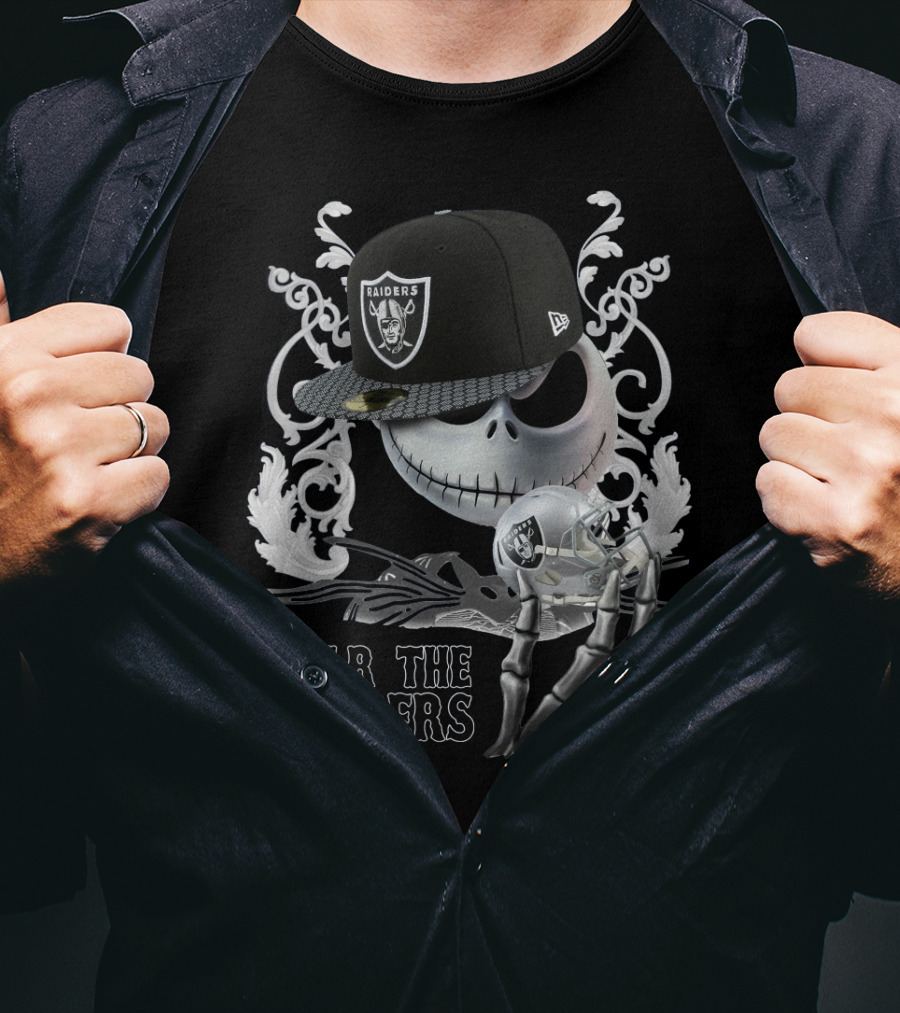 Jack Skellington Raiders Hat And Helmet With Fear The Raiders T-Shirt