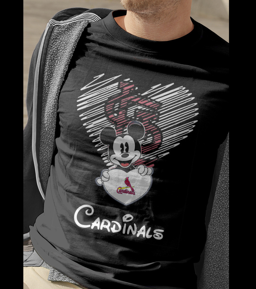 Mickey Mouse Heart St. Louis Cardinals T-Shirt