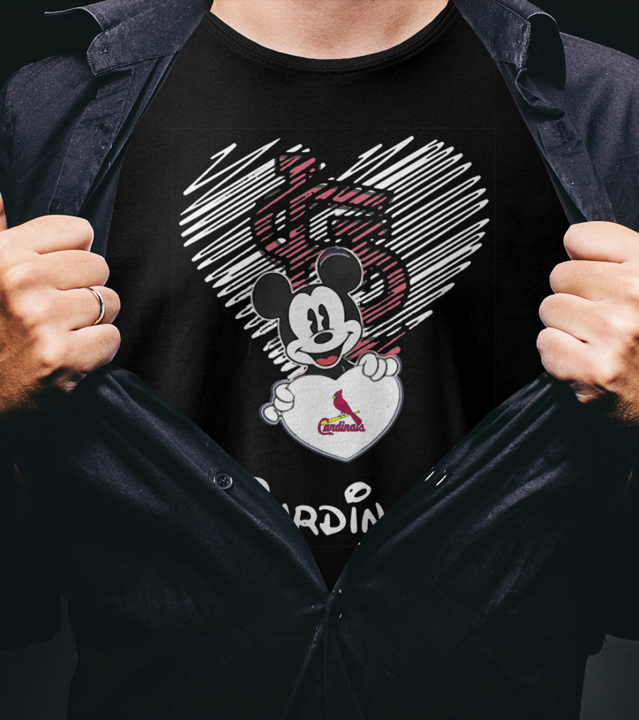 Mickey Mouse Heart St. Louis Cardinals T-Shirt