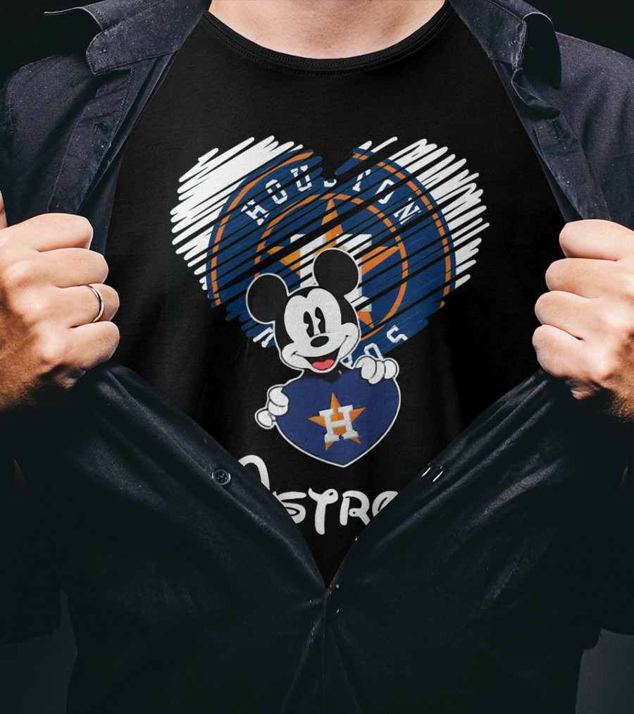 Mickey Mouse Houston Astros Heart Houston Astros Houston Astros T-Shirt