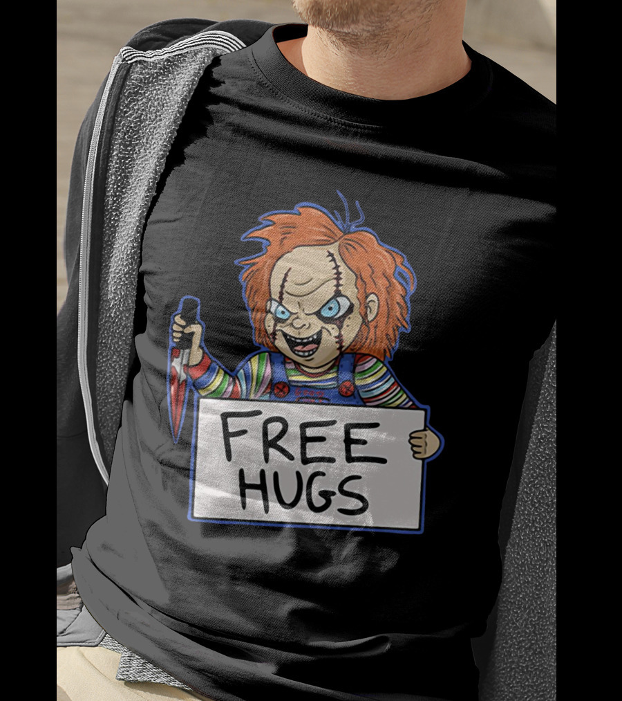 Chucky Free Hugs With Knife And Red Hair T-Shirt
