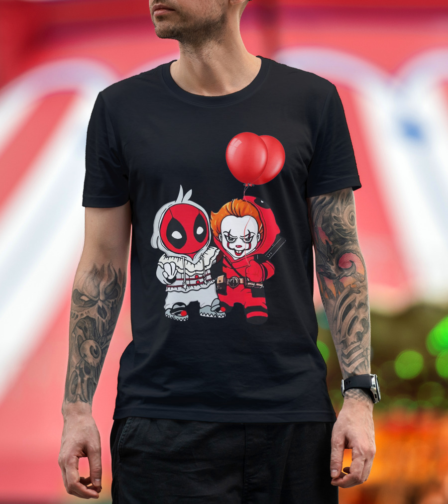 Pennywise Deadpool Crossover with Red Balloons T-Shirt