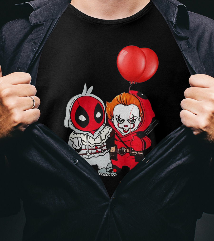 Pennywise Deadpool Crossover With Red Balloons T-Shirt