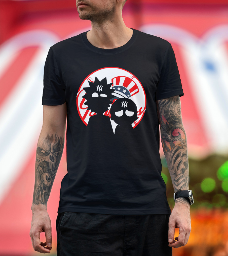 Rick and Morty Yankees New York City Yankees Logo Fusion Yankees Cap T-Shirt