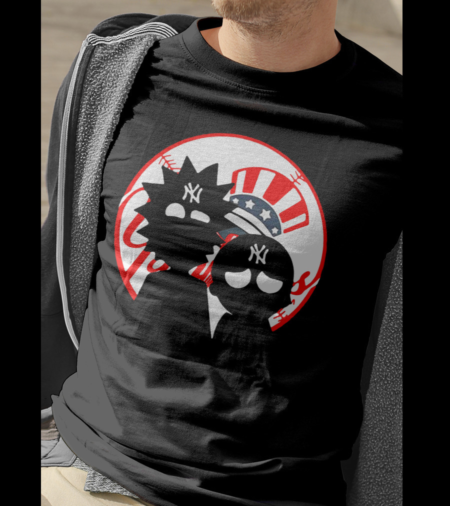 Rick And Morty Yankees New York City Yankees Logo Fusion Yankees Cap T-Shirt