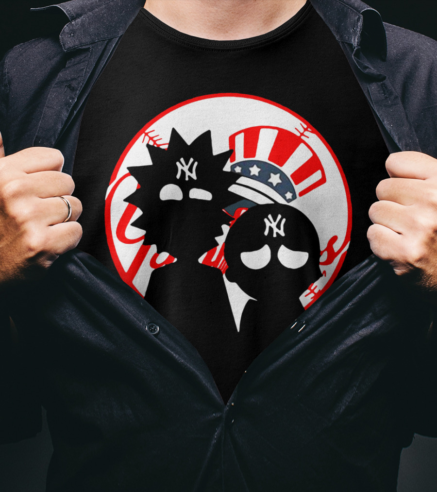 Rick And Morty Yankees New York City Yankees Logo Fusion Yankees Cap T-Shirt