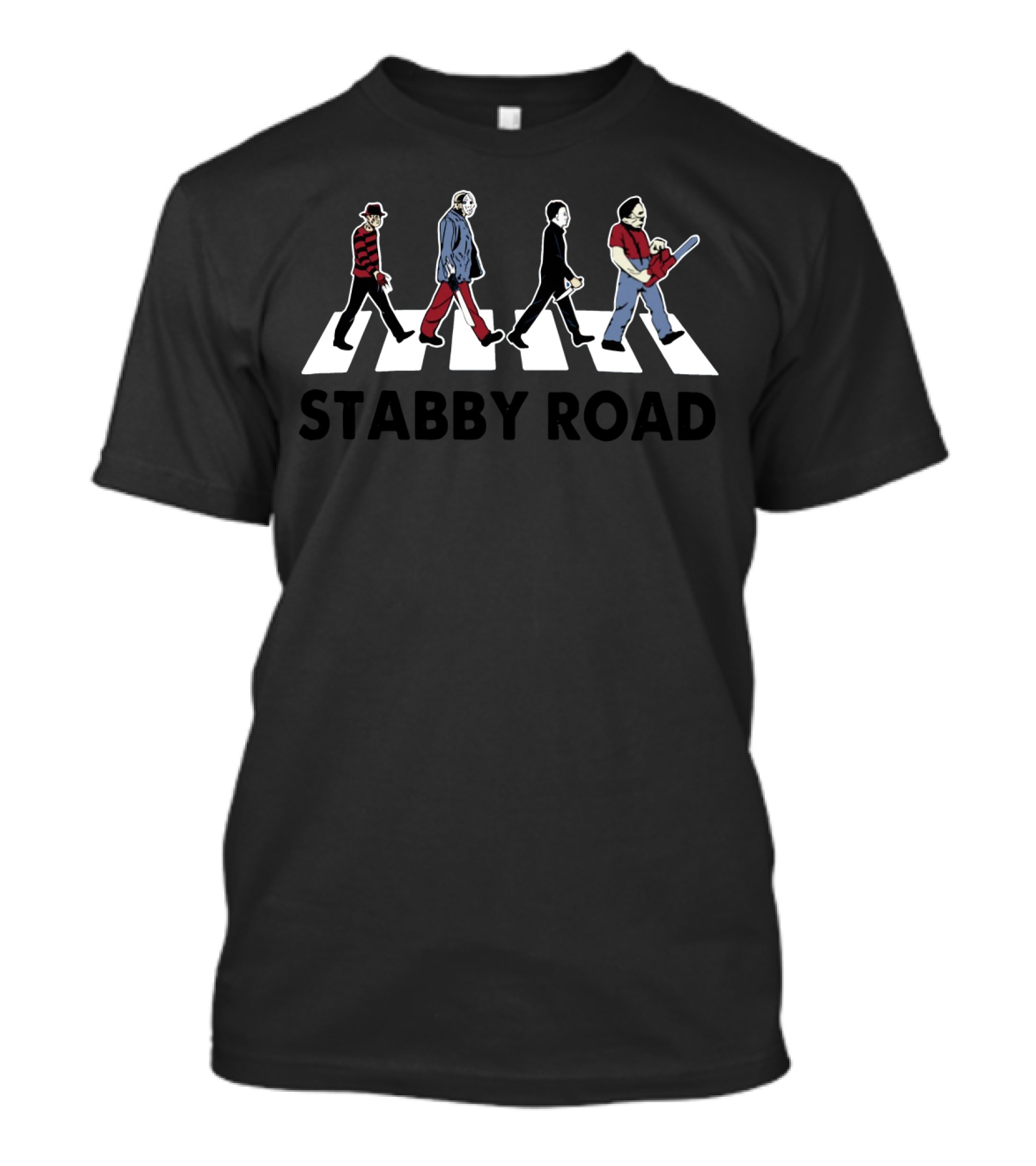 Stabby Road Halloween Horror Icons Abbey Road T-Shirt