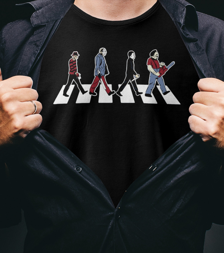 Stabby Road Halloween Horror Icons Abbey Road T-Shirt