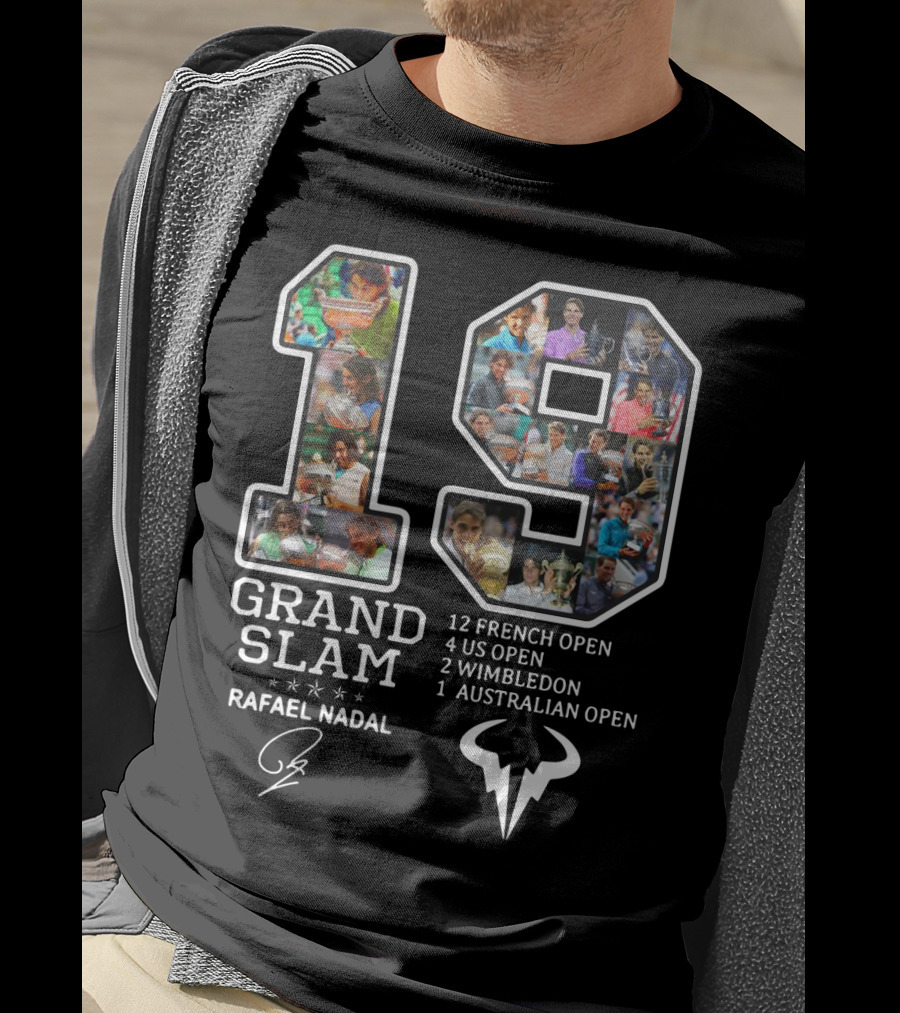Rafael Nadal 19 Grand Slam Titles French Open US Open Wimbledon Australian Open T-Shirt