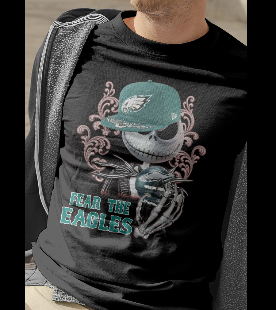 Jack Skellington Fear The Eagles Philadelphia Football T-Shirt