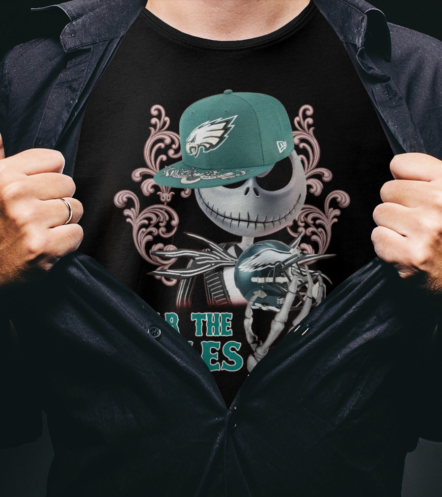 Jack Skellington Fear The Eagles Philadelphia Football T-Shirt