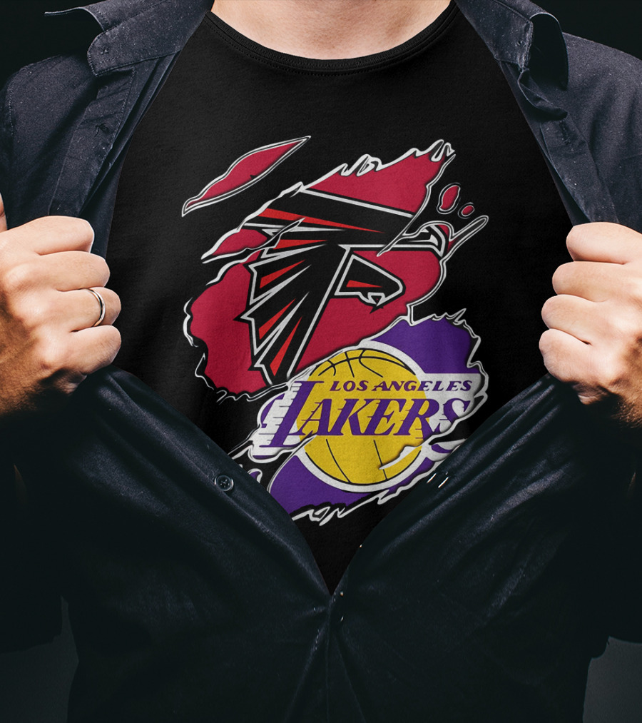 Atlanta Falcons Los Angeles Lakers Logo Mashup T-Shirt