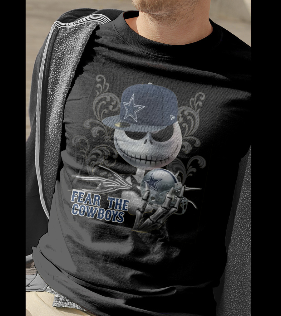 Fear The Cowboys Jack Skellington Dallas Nfl Fan Gear T-Shirt