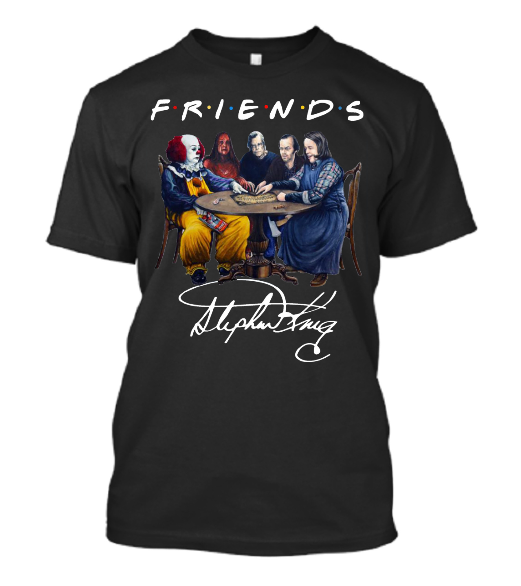 Stephen King Horror Characters Friends Sitting At Table Playing Ouija T-Shirt