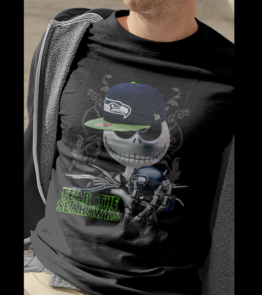 Fear The Seahawks Jack Skellington Seattle Seahawks T-Shirt