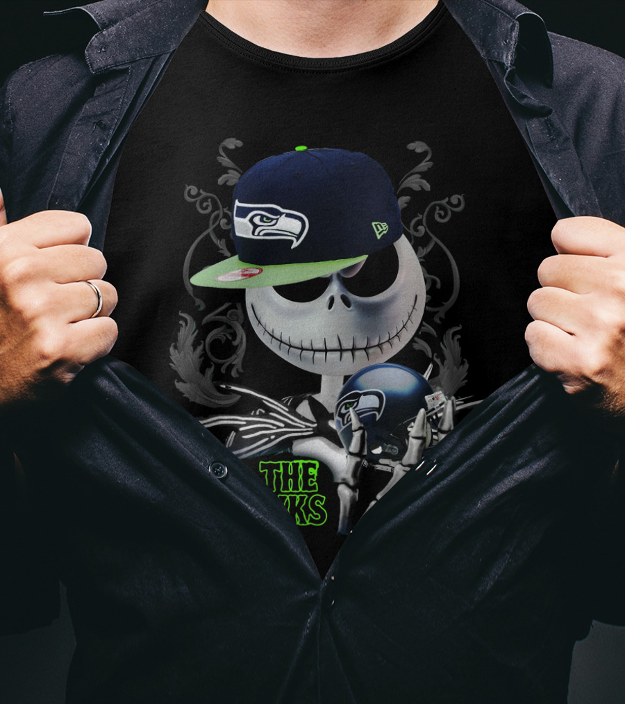Fear The Seahawks Jack Skellington Seattle Seahawks T-Shirt