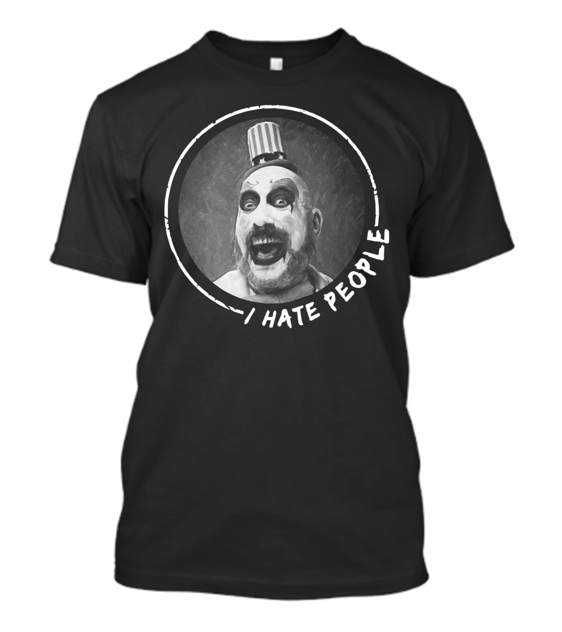 Captain Spaulding I Hate People Clown With Patriotic Hat And Grinning Expression T-Shirt